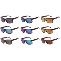 Unisex Uv400 Protection Wooden Imitation Sunglasses Mirrored Mercury Lens Glasses