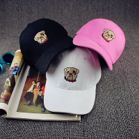 Unisex Women Men Cartoon Bulldog Embroidery Pattern Baseball Cap Adjustable Flat Snapback Hat