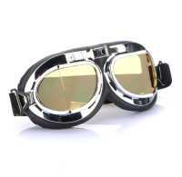 Universal Motorcycle Scooter Helmet Goggle Silver Frame Pilot Style