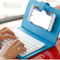 Universal Wireless Bluetooth Keyboard Holster Flip Pu Case Cover For Cellphone In 4.5'' 6.5''