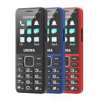 UNIWA V2000 Mini 2,4 inch Dual SIM Dual Standby 1700mAh FM Grote Knoppen Ingebouwde HAC Oorstuk 1000+ Telefoonnummers SO