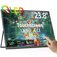 UPERFECT 23,8 Inch Draagbare Monitor QLED Touchscreen 120Hz 125% sRGB FHD 1920x1080 Externe Scherm met Stand USB C HD To