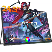 UPERFECT 24,5 inch 240Hz Draagbare Gaming Monitor 1MS Respons FHD 1920x1080 IPS USB C HD AMD FreeSync Extern Tweede Sche