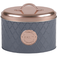 Urban Living koektrommel/voorraadblik Biscuits   metaal   grijs/koper   20 x 13 cm