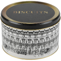 Urban Living Koektrommel   voorraadblik Biscuits   Versailles   metaal   wit/zwart   17 x 11 cm