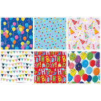 Rollen inpakpapier/cadeaupapier   6x stuks   feest/verjaardag   200 x 70 cm   papier   thema prints