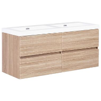 URUCU   Wandgemonteerde dubbele wastafelkast   Lichtbruin   MDF