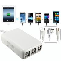 Us/eu/uk Plug 5v 6a 30w 6 Port Usb Charger For Iphone Ipad
