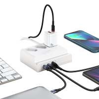 USAMS 6 in 1 USB stekkerdoos Stekkerdoos 65W Super Sic USB PD oplader met 3 2400W AC uitgangen / Dual 65W USB C / 18W US