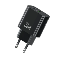 USAMS CC317 T65 33W 2 poorts USB PD lader USB A + USB C PD snellader wandlader adapter EU plug voor iPhone 16 16 Pro 15
