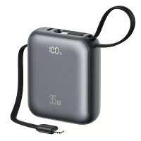 USAMS PB86 PD35W 38,5Wh 10000mAh Digitale Weergave Krachtbank met Geïntegreerde Type C  en iP kabels Externe Batterij Vo