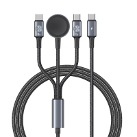 USAMS SJ785 3A 72W USB C naar USB C+USB C+Draadloze horloge oplaadkabel snelladen gegevensoverdracht met koperen kern ge