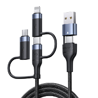 USAMS U62 60W 3 in 1 USB A / Type C naar Type C / Micro / iP kabel Snelle oplaad  en gegevensoverdracht Gevlochten kerne