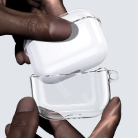 USAMS ultradunne transparante anti kras niet gele TPU oortelefoon opbergtas met sleutelhanger voor Apple Airpods 3
