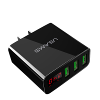 Usams Us Cc034 3a 3 Usb Ports Led Display Us Plug Travel Wall Charger For Iphone7 Samsungs8 Xiaomi6
