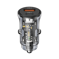 USAMS US CC164 30W 2 poorts USB PD autoladeradapter USB A+USB C Ondersteuning PD QC SCP FCP AFC Apple2.4A Snel opladen v
