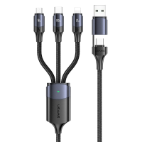 Usams US SJ511 U71 6A 100W USB A/USB C naar iP/Micro/Type C kabel Snel opladen Gegevensoverdracht Koperen kernlijn 1,2M