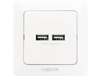 USB laadbus LogiLink PA0163 2 voudig IP20 Wit