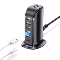 40W 6 Port USB PD lader 5USB A + USB C Snel opladen Desktop oplaadstation EU stekker voor iPhone 15 14 13 voor Huawei Ma