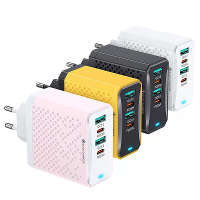 USLION BK303 100W 4 poorts USB PD oplader 2USB A + 2USB C PD QC3.0 Snellader Wandoplader Adapter EU Plug US Plug voor iP