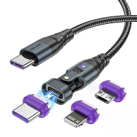 USLION US0203 5A 240W Type C naar Type C/Micro/iP Magnetische Datakabel Snelle Opladingsgegevensoverdracht Koperen Kernl