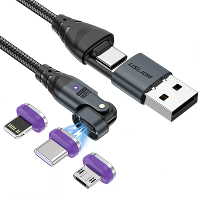 USLION US0204 5A 240W USB/Type C naar iP/Micro/Type C Magnetische Gegevenskabel PD3.1/3.0/2.0 Snelle Opladen Gegevensove