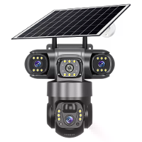 V380 4G 6MP Zonnebeveiligingscamera 3 lens systeem Dual Charging Nachtzicht Bewegingsalerts 4G Europese versie Beveiligi