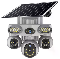 V380 8MP 8x Digitale Zoom 4 Lens Zonne energie Beveiligingscamera Draadloze Buiten WiFi/4G PTZ Nachtzicht Bewegingsdetec