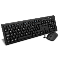 V7 Videoseven Ckw200be Set Met Draadloos Toetsenbord En Muis Azerty, Belgisch Zwart
