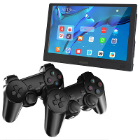 V8 Retro Game Console Set met 12 inch draagbare gamingmonitor met 2 draadloze controllers 1080P 60Hz ingebouwde stereoge
