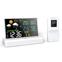 VA Kleurenscherm Indoor en Outdoor Draadloze Thermometer en Hygrometer Grote Scherm Perpetuele Kalender Weersvoorspellin