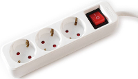 VALUE 3 voudige stekkerdoos met schakelaar, wit, 1,5 m