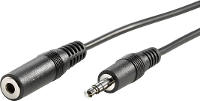 VALUE audio verleng kabel 3,5mm M/F, zwart, 2 m