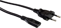 VALUE Euro stroomkabel met platte stekker naar C7, 2 polig, zwart, 1 m