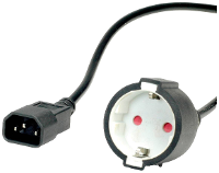 VALUE stroomkabel, C14 connector naar CEE7/3 female, max 10A (2300W), for UPS only, zwart, 0,3 m