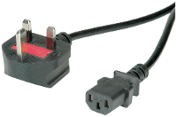 VALUE UK stroomkabel, recht IEC Female, 10A, zwart, 3,15 m