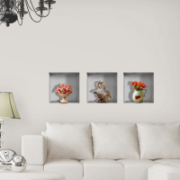 Vase Flower 3d Riding Lattice Wall Decals Pag Removable Wall Art Grid Stickers Home Decor Gift