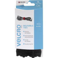 VELCRO® VEL EC60466 Klittenband kabelbinder Om te bundelen Haak  en lusdeel (l x b) 200 mm x 12 mm Zwart 15 stuk(s)