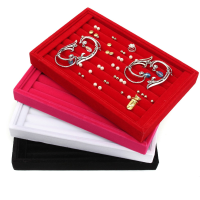 Velvet Earrings Ring Jewelry Display Organizer Tray Holder Show Case