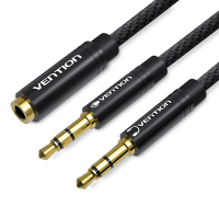 Vention 3.5Mm Mic Audio Cable 1 Female To 2 Male Earphone Headphone Aux Splitter Cable For Pc Laptop