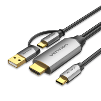 Vention CGX USB C naar HDMI compatibele kabel Multifunctionele datakabel met USB+USB C 2 in 1 voedingskabel