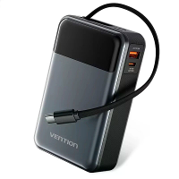 Vention FHY 65W 77Wh 20000mAh LED weergave Krachtbank wordt geleverd met Type C kabel Externe batterij voedingsbron met