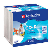 Verbatim 43424 Cd R 80 Disc 700 Mb 20 Stuks Slimcase Bedrukbaar