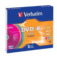 Verbatim 43557 DVD R disc 4.7 GB 5 stuk(s) Slimcase Gekleurd