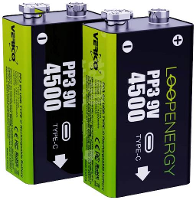 Verico Oplaadbare 9V batterij (blok) LoopEnergy USB C Li ion 7.4 V 500 mAh 2 stuk(s)