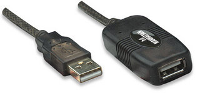 Manhattan 150248 USB kabel USB 2.0 USB A stekker, USB A bus 10.00 M Zwart