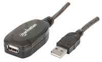 Manhattan 150958 USB kabel USB 2.0 USB A stekker, USB A bus 20.00 M Zwart