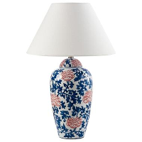 VERUSA   Tafellamp   Wit/Blauw   Porselein/Linnen