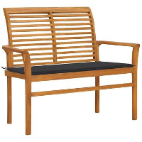 VidaXL   Bank Batavia met antracietkleurig kussen   Teakhout   112x55x94 cm