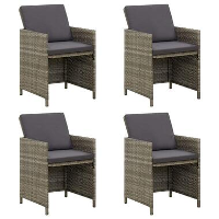 VidaXL   Buitenstoel   Grijs   Poly rattan   4 stuks
